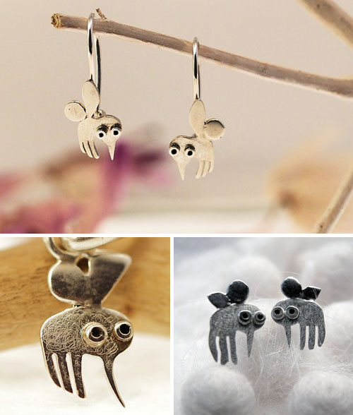 Mini zoo earrings series by Giedre Koloksanskyte  Mini zoo silver earrings series by Giedre Koloksanskyte