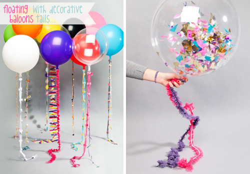 Floating baloons with decorative tails via beyondbeyond  Things that are inspiring me today