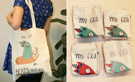 Illustrated tote bags by La Nonette Illustration  La Nonette Illustration by Manon Bijkerk